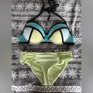 Light colored lime green/blue bathing suit!!!! Very cute!